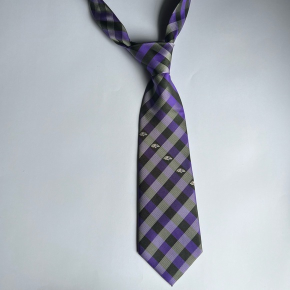 NFL Baltimore Ravens Woven Check Plaid Pattern Tie - Picture 2 of 5